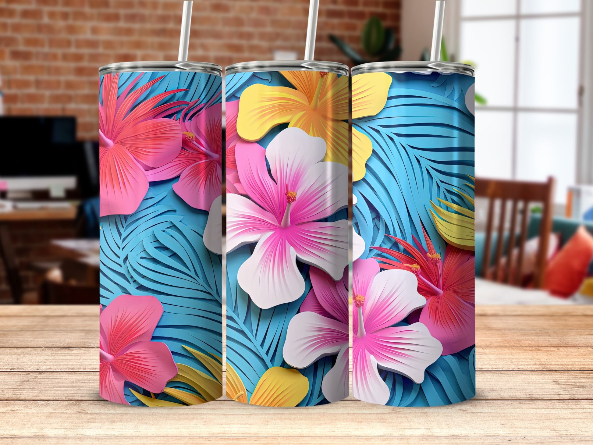 Colorful Floral Tropical Design Tumbler product