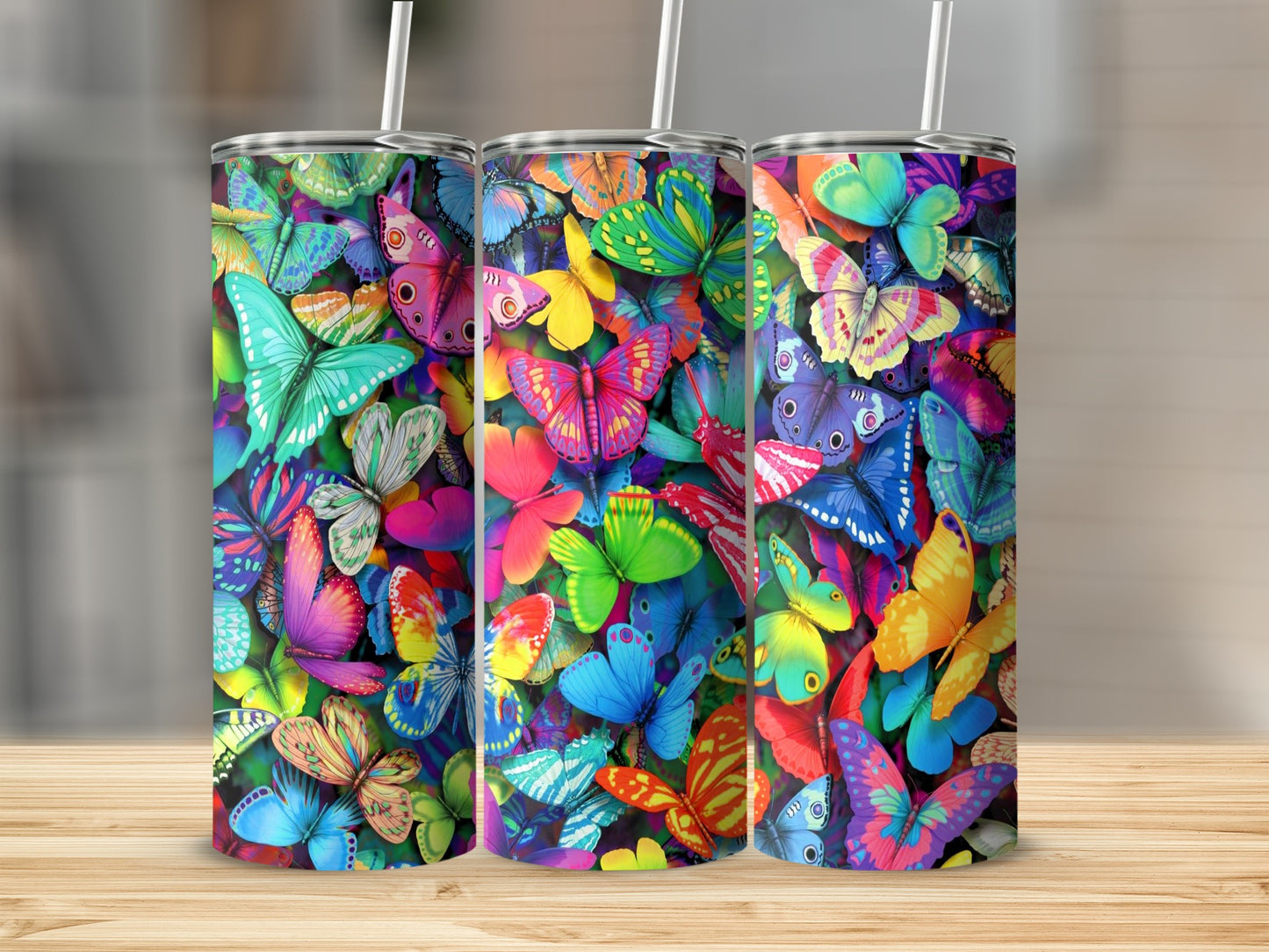 Vibrant Colorful Butterfly Pattern Tumbler product type