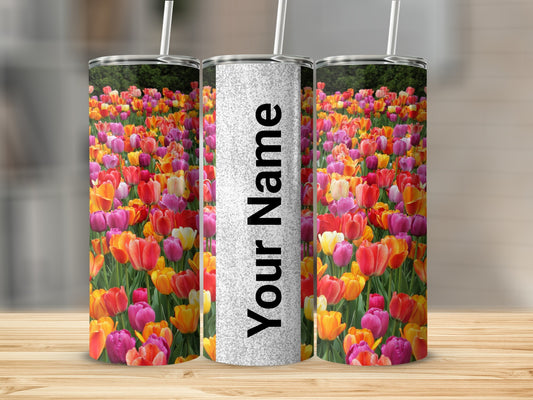 Personalized Colorful Tulip Field Insulated Tumbler