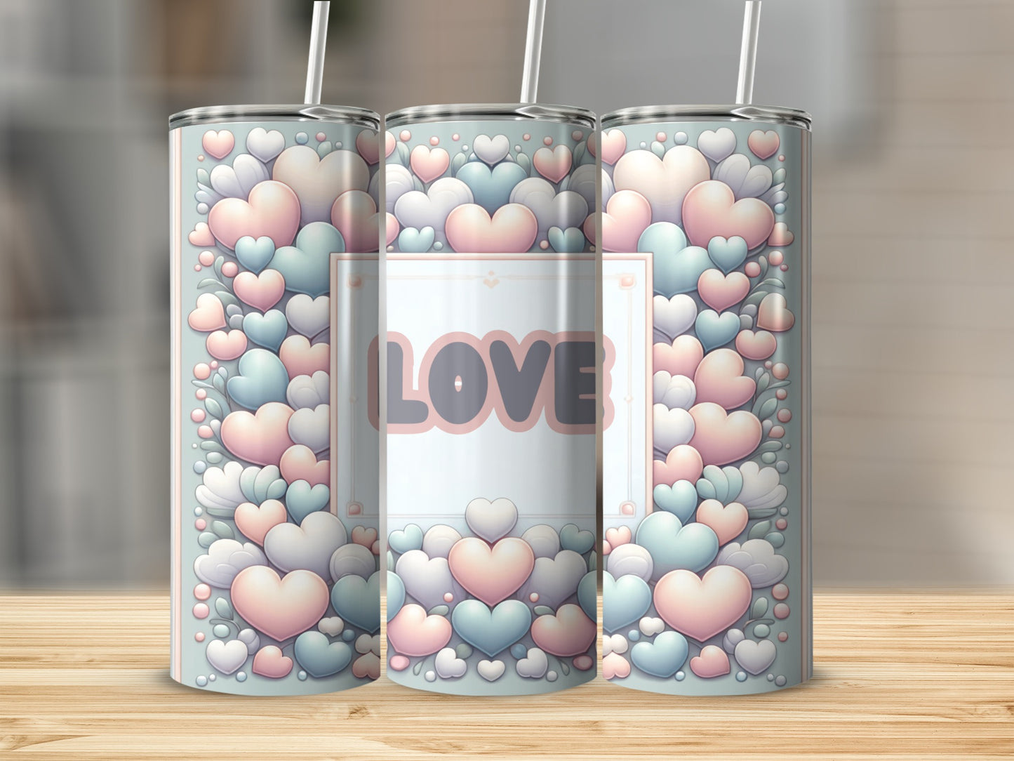 Soft Pastel Hearts Love Pattern Tumbler Drinkware product type