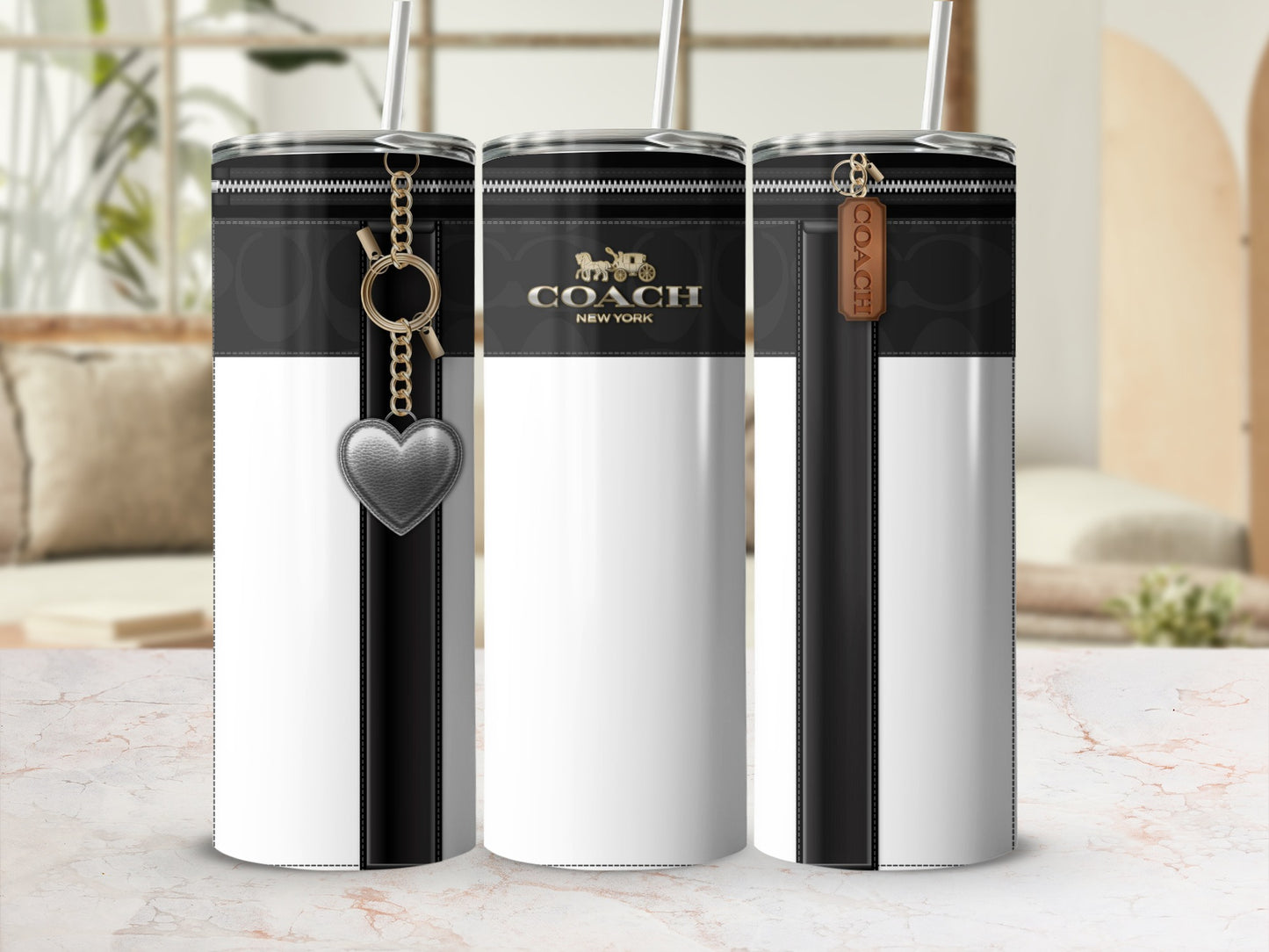 Stylish Stainless Steel Tumblers with Elegant Charms