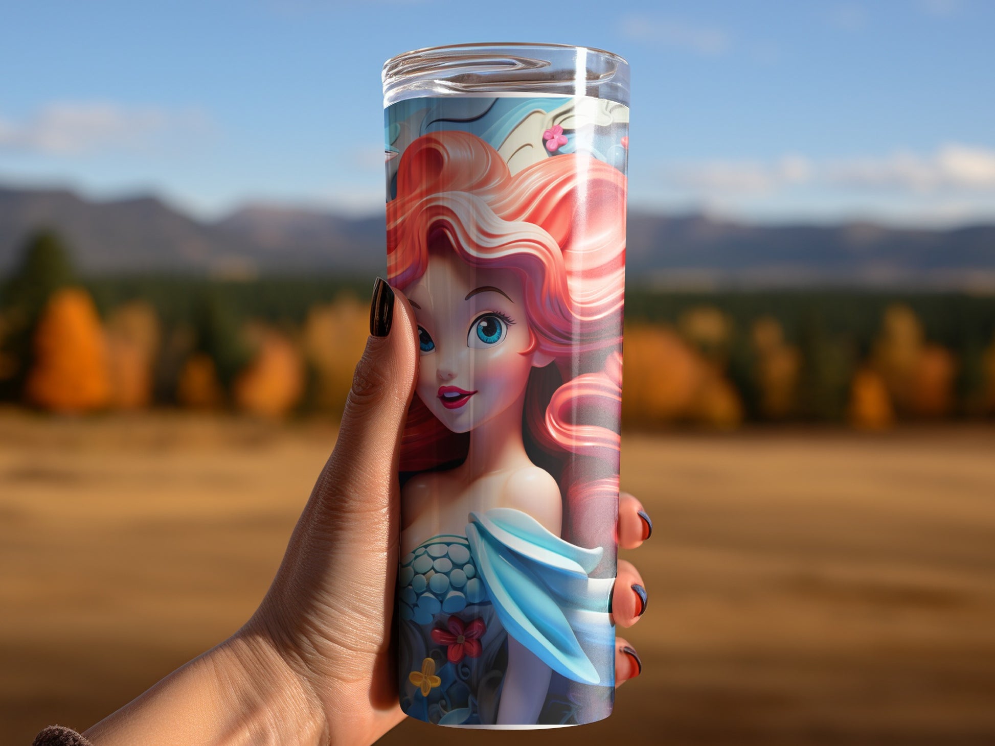 Vibrant Insulated Travel Tumbler Featuring Mermaid Princess