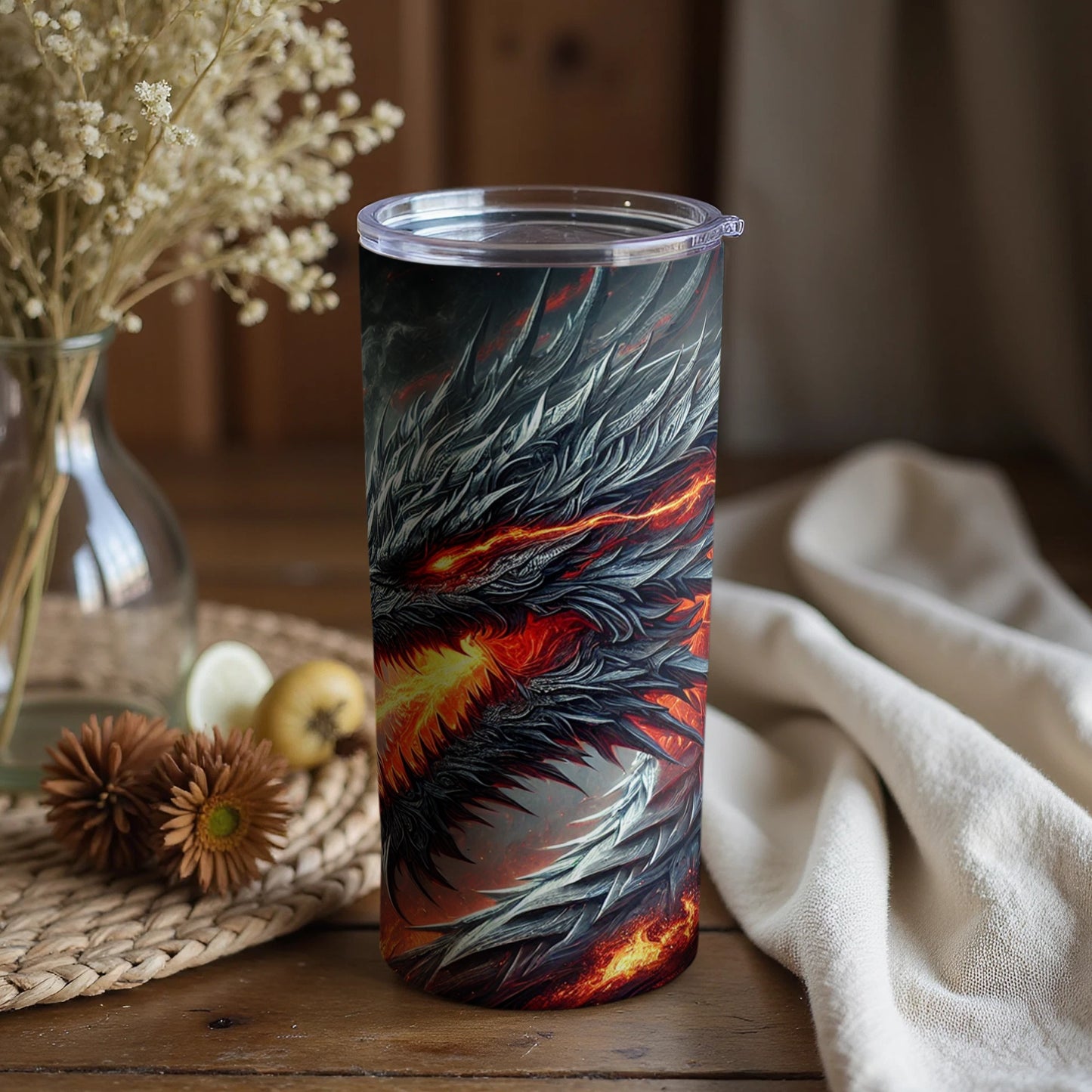 Dragon Flame Artwork Stainless Steel Travel Tumbler