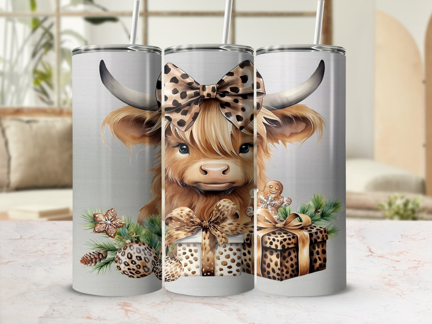 Cute Cow and Gingerbread Gift Design Tumbler