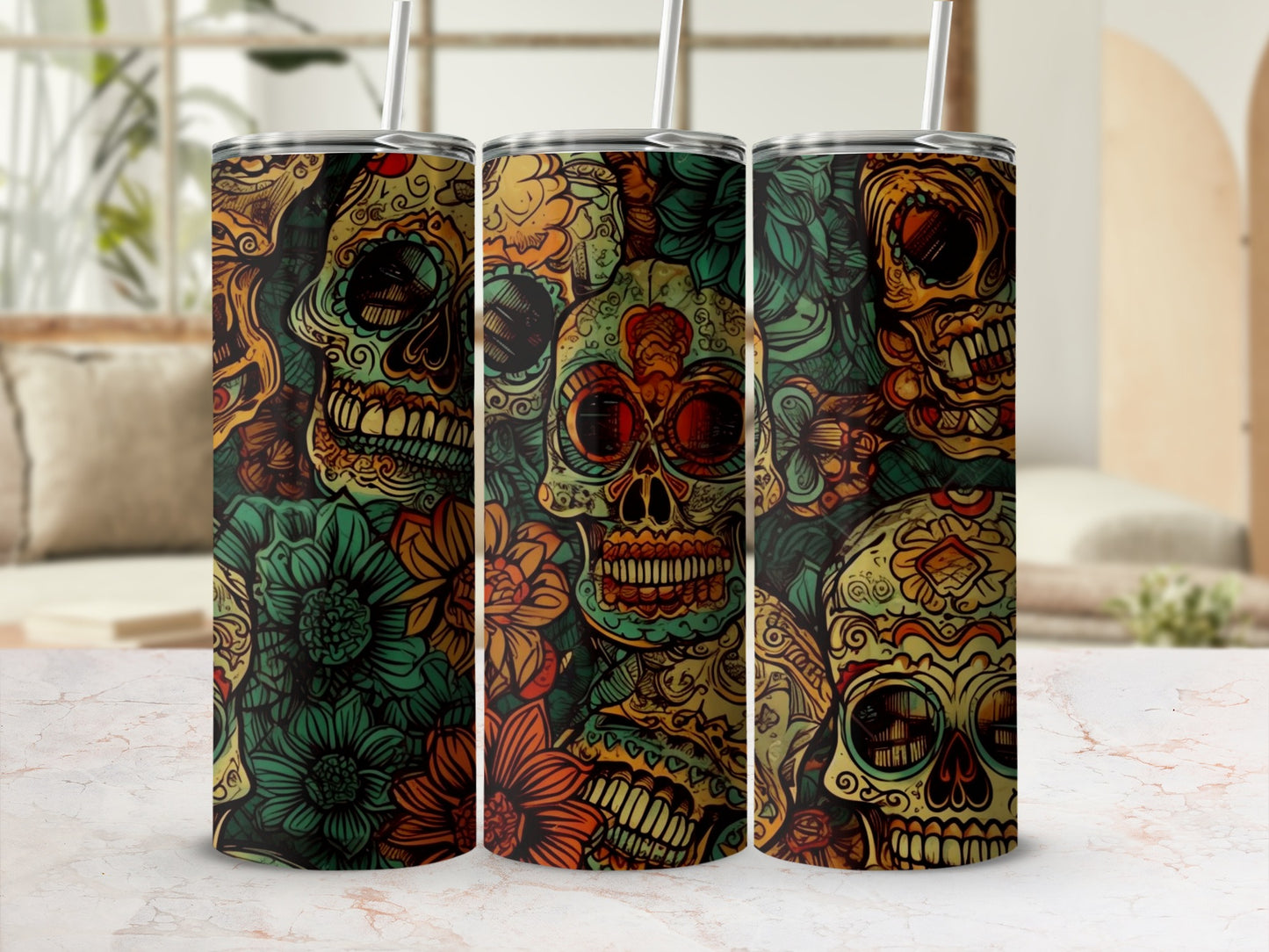Beautifully Patterned Skull Art Design Drinkware