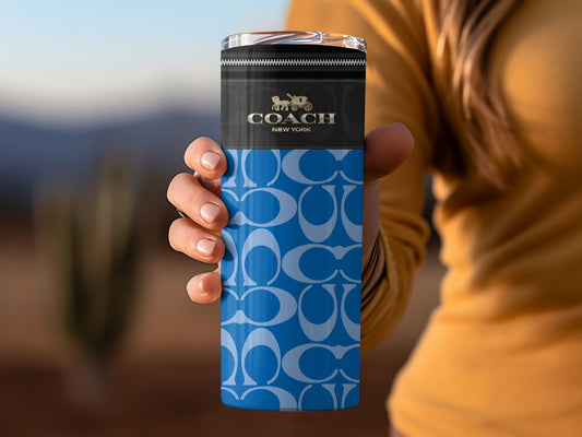 Coach New York Blue Pattern Portable Tumbler