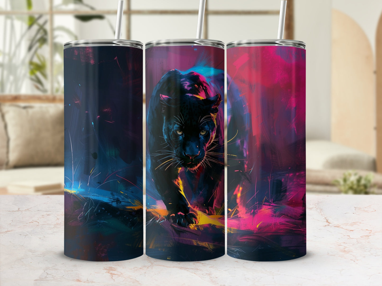 Majestic Black Panther Colorful Art Tumbler product type