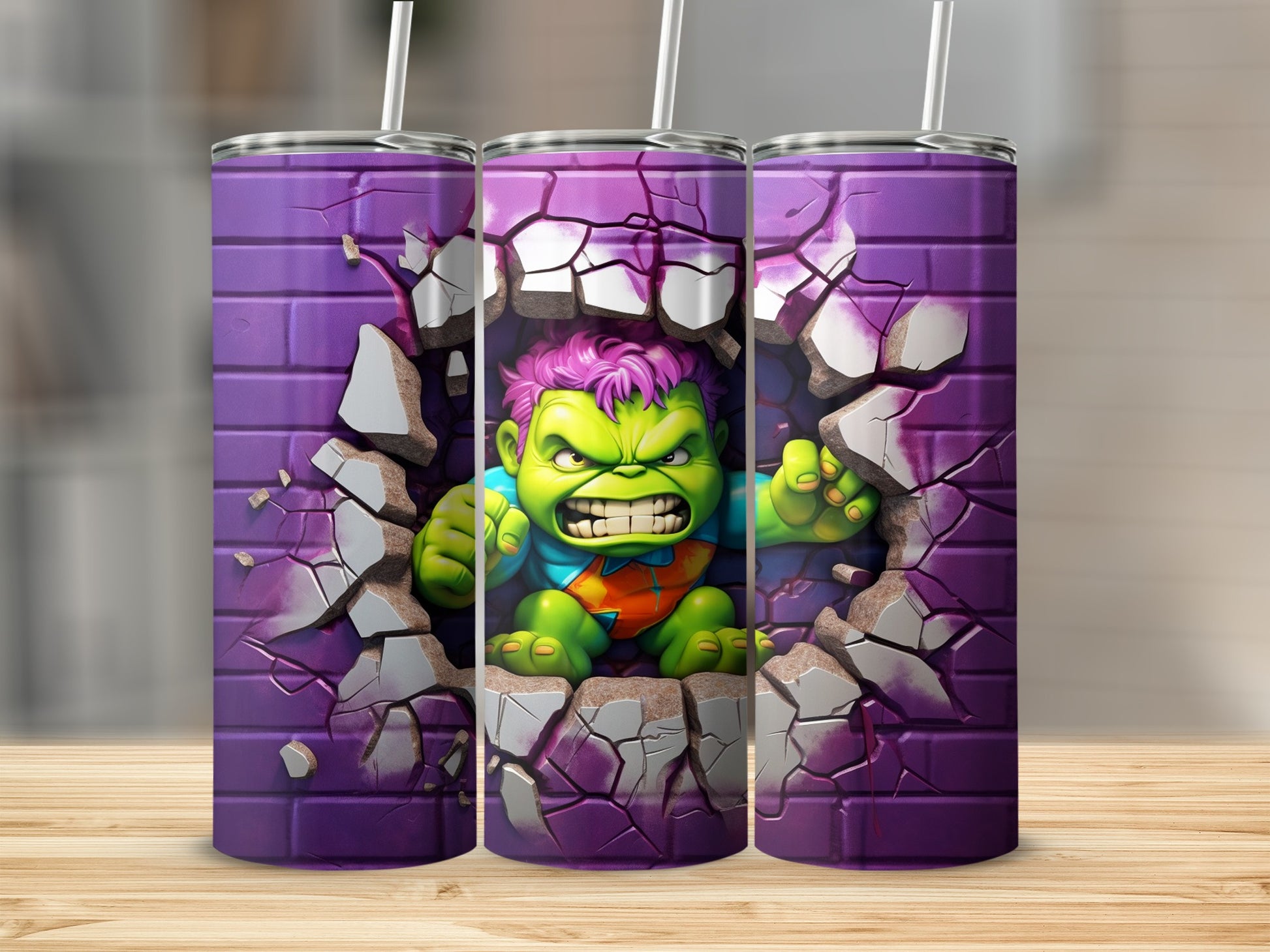 Fierce Green Creature Smash Purple Tumbler