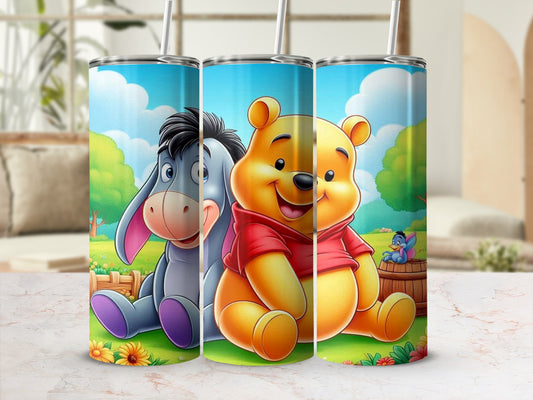 Colorful Cartoon Bear and Donkey Tumbler for Kids