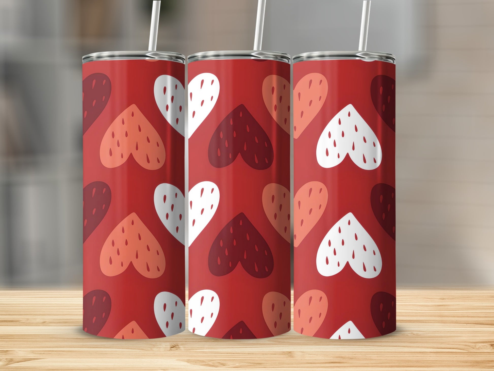 Adorable Heart Pattern Red Tumbler For Your Drinks