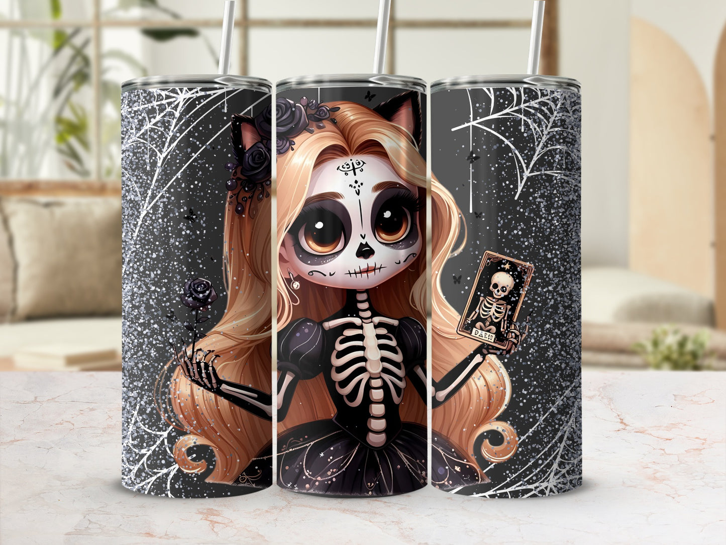 Cute Halloween Skeleton Girl Tumbler Cup for Sale