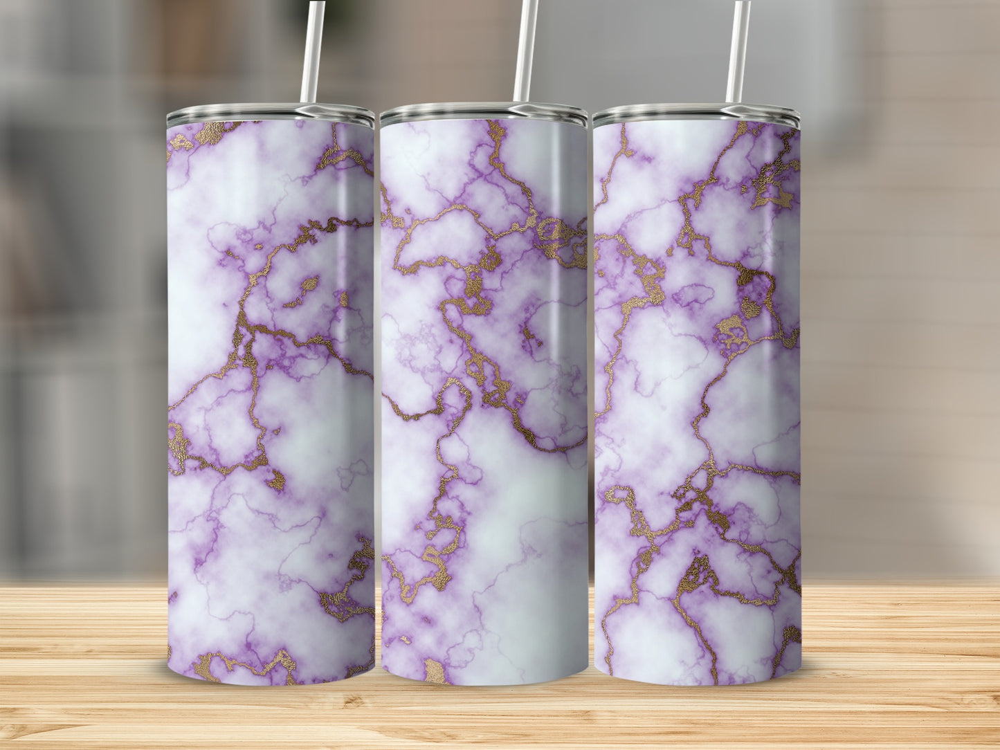 Lavender White Gold Veins Elegant Style Design Tumblers