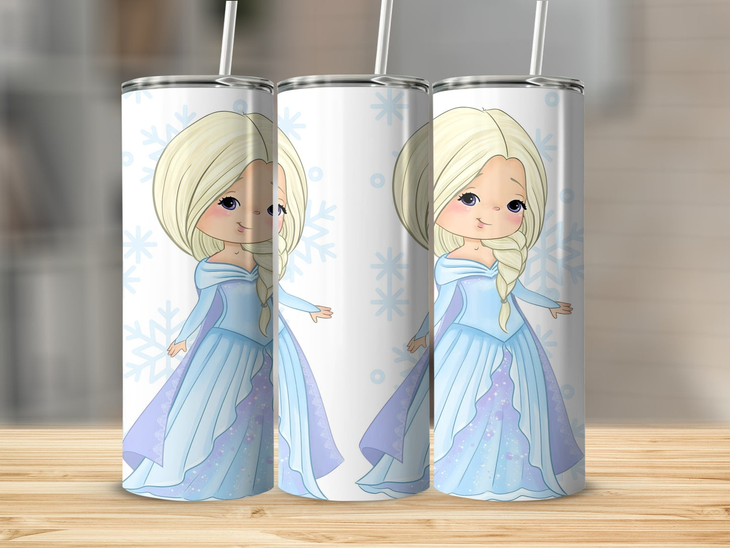 Adorable Princess Design Snowflakes Themed Tumbler
