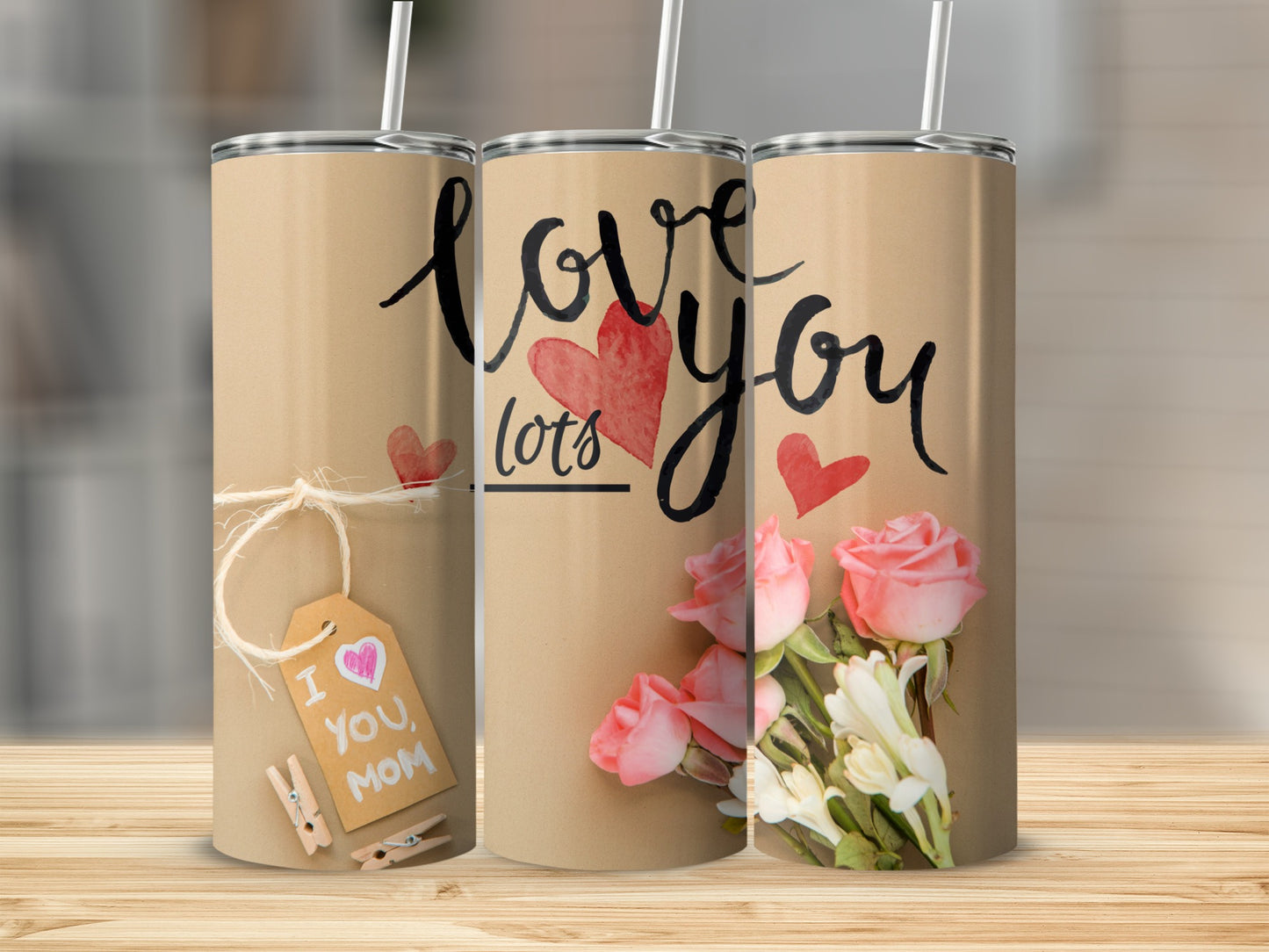 Love You Lots Mom Floral Tumbler Mother's Day Gift