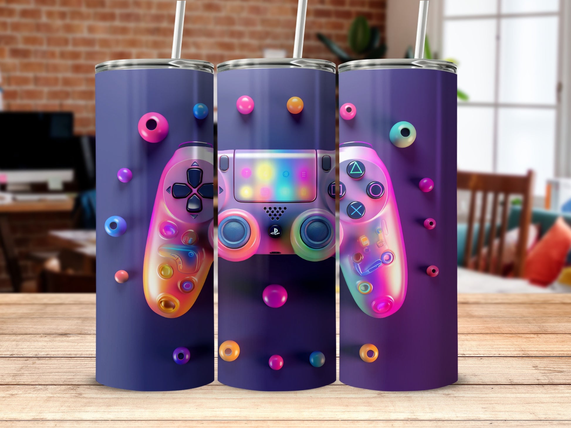 Vivid Gaming Buttons and Controller Design Tumbler