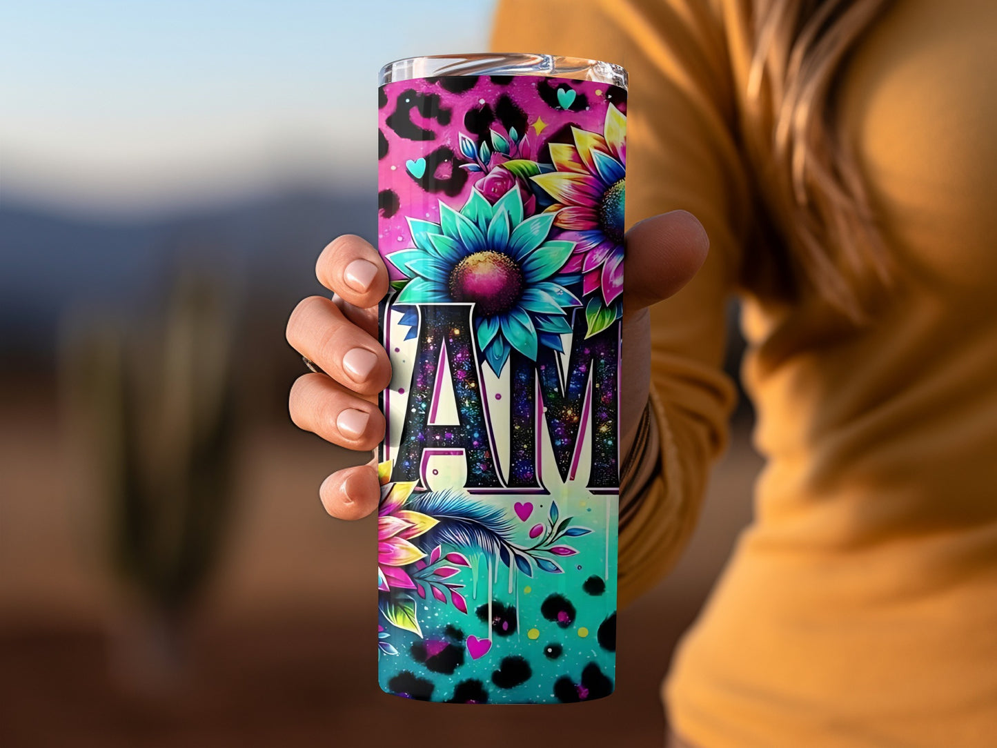Colorful Floral and Leopard Print Tumbler Cup