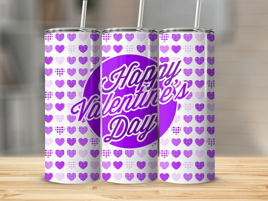 Happy Valentine's Day Purple Hearts Tumbler
