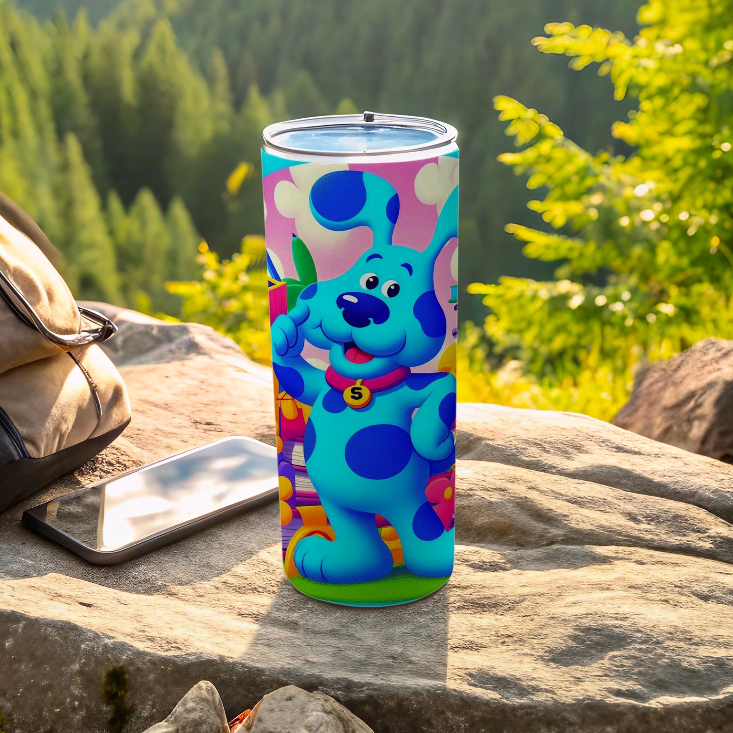 Colorful Blue Dog Design Tumbler for Kids and Adults
