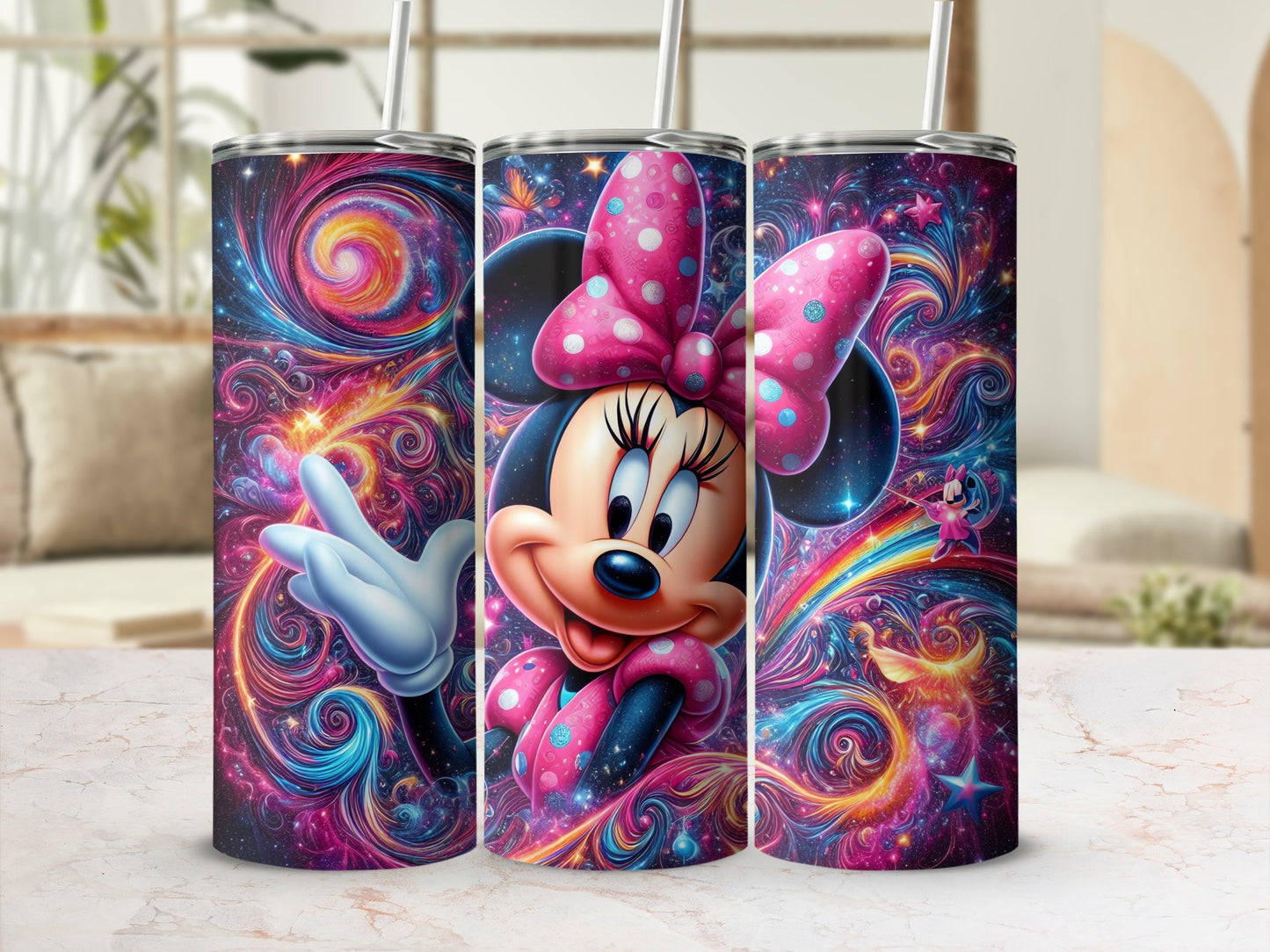 Colorful Swirl Patterns with Cartoon Character Tumbler