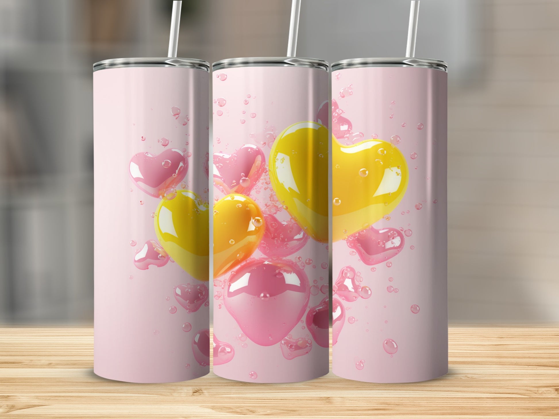 Colorful Heart Design Tumbler for Beverage Drinks