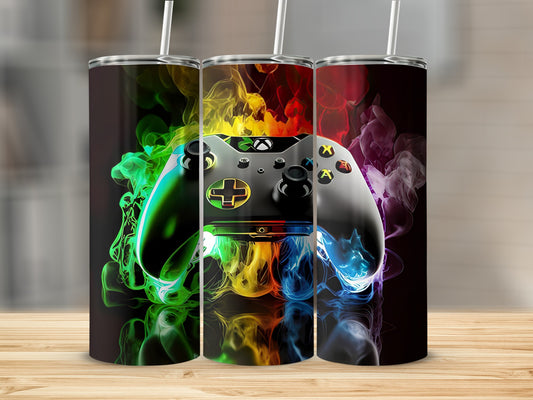 Vibrant Gamer Controller Tumbler for Gaming Enthusiasts