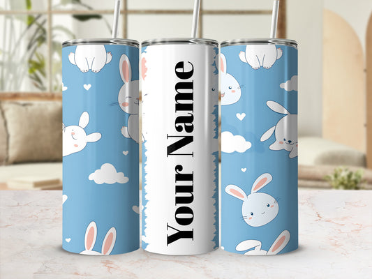 Personalized Blue Bunny Design Your Name Tumbler