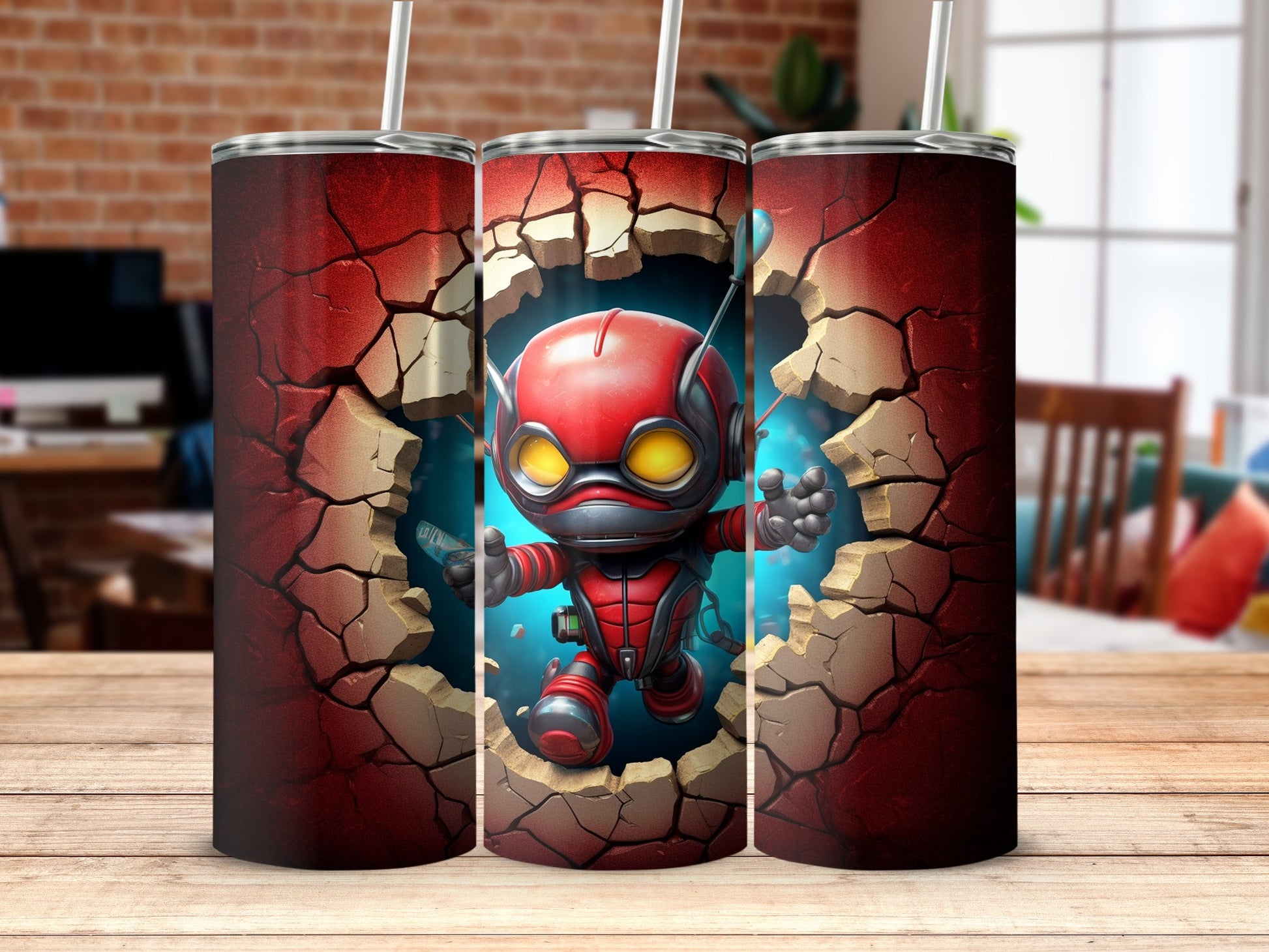 Red Robot Cracks Through Wall 20oz Tumbler Cup