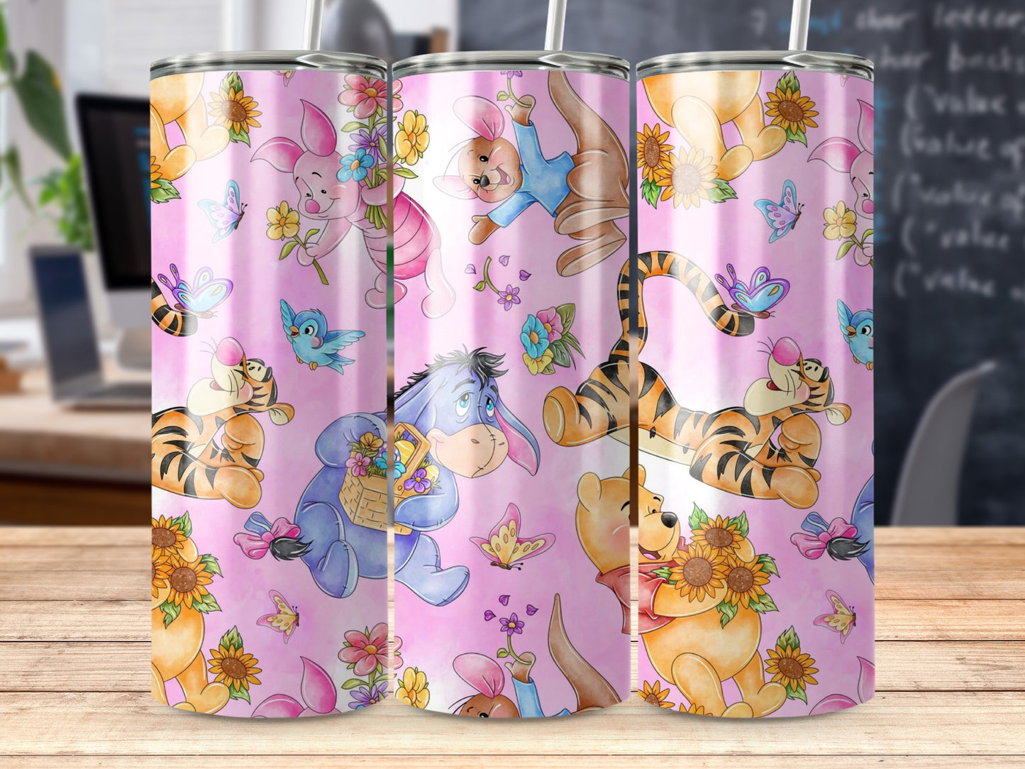 Cute Cartoon Characters with Flowers Tumbler