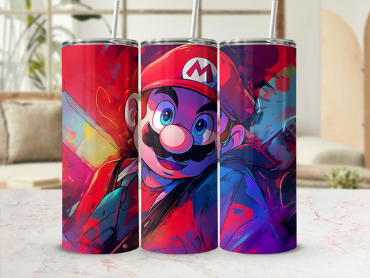 Vivid Artistic Mario Design Insulated Tumbler Cup