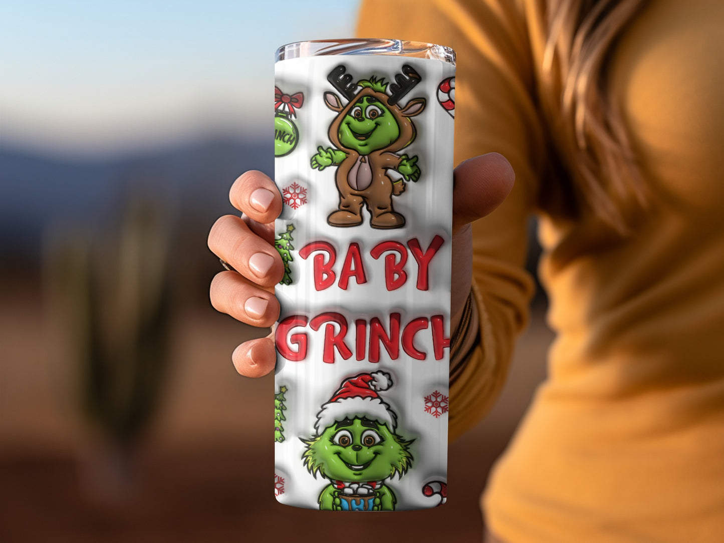 Baby Grinch Festive Design on Tumbler Drinkware