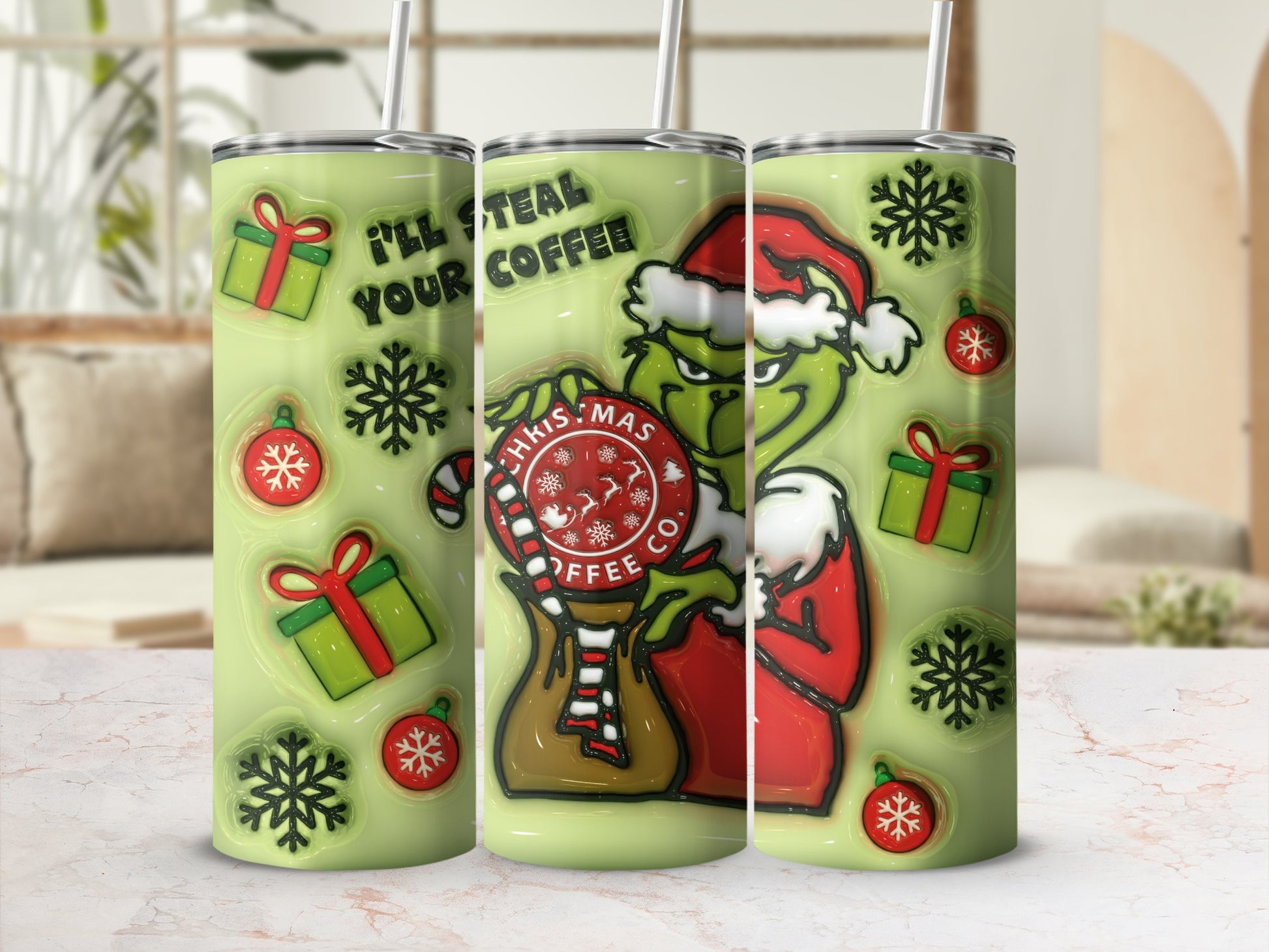 I'll Steal Your Coffee Grinch Tumbler Christmas Gift