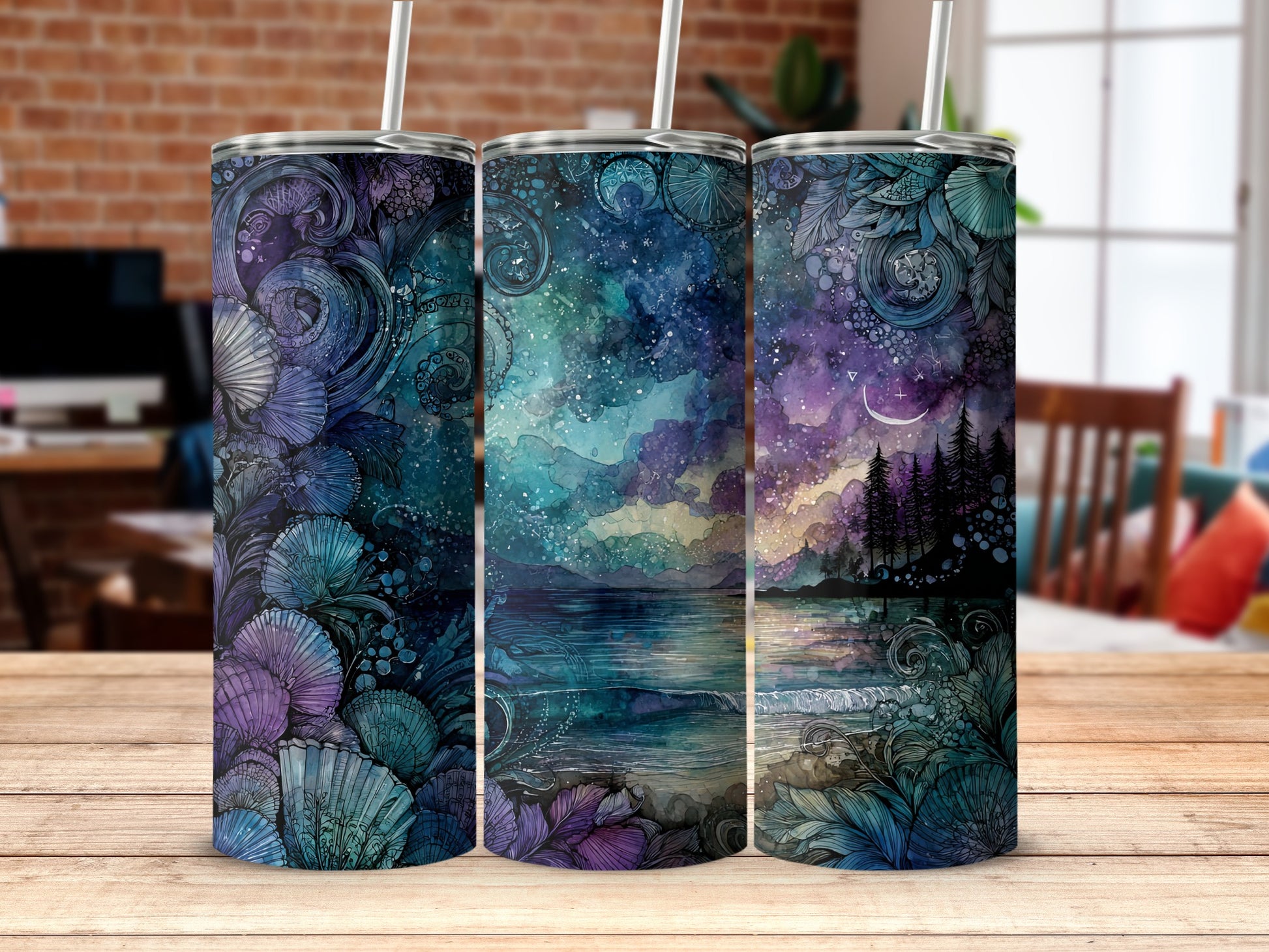 Vibrant Artistic Tall Tumblers for Refreshing Beverages