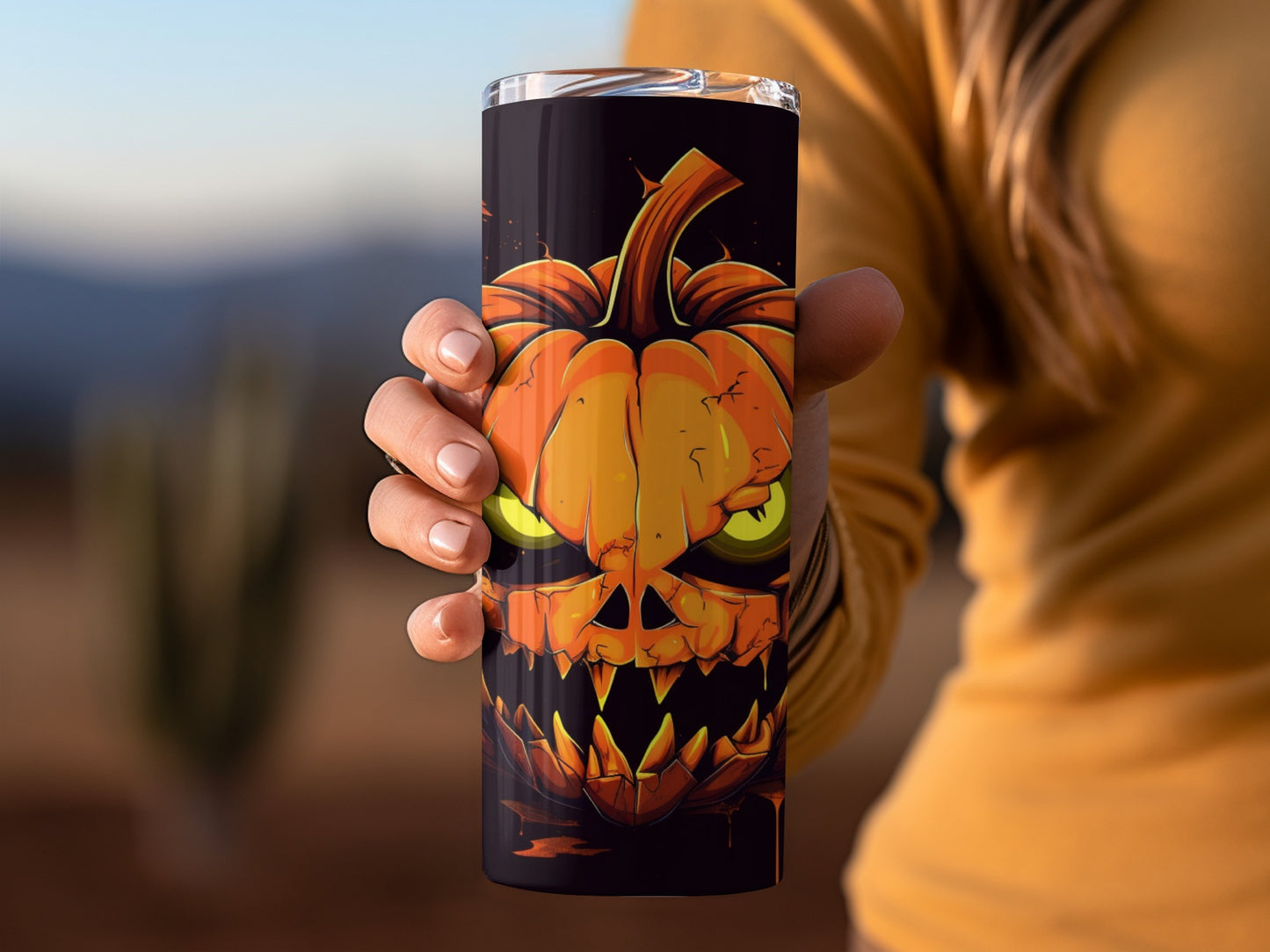 Halloween Pumpkin Face Tumbler For Spooky Drink Enthusiasts
