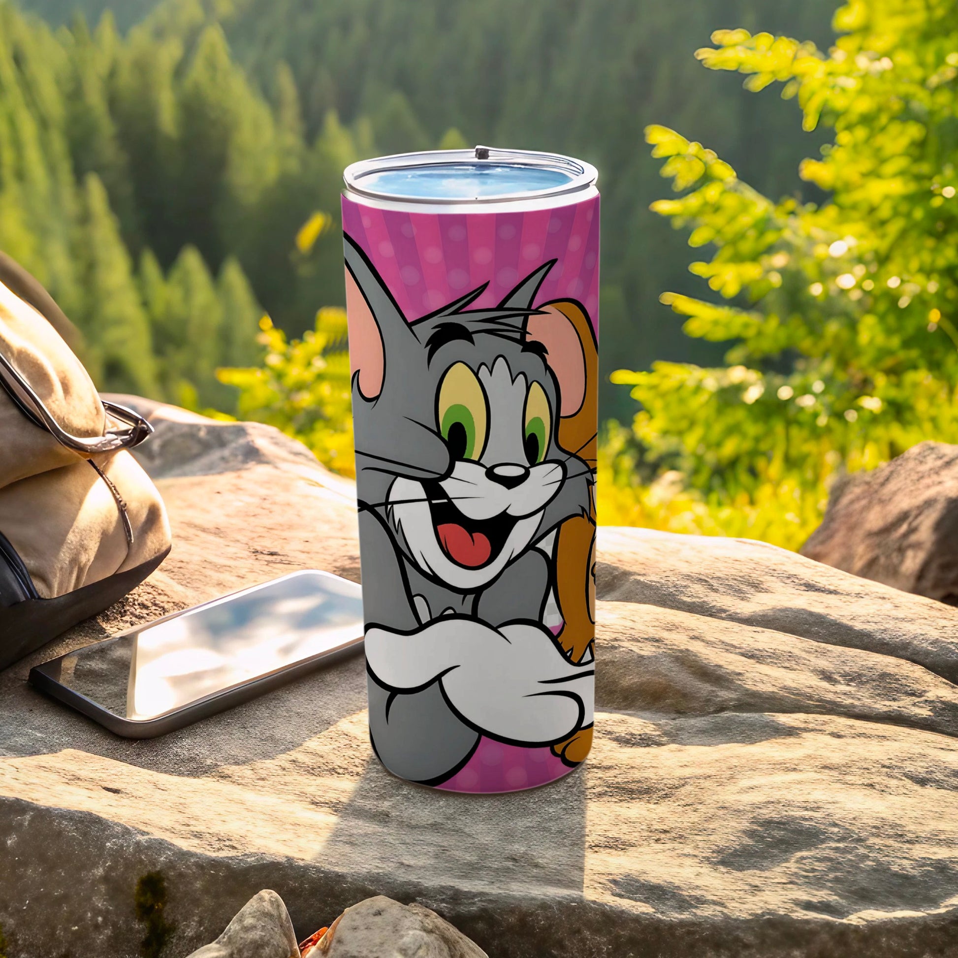 Animated Cat and Mouse Insulated Travel Tumbler Cup