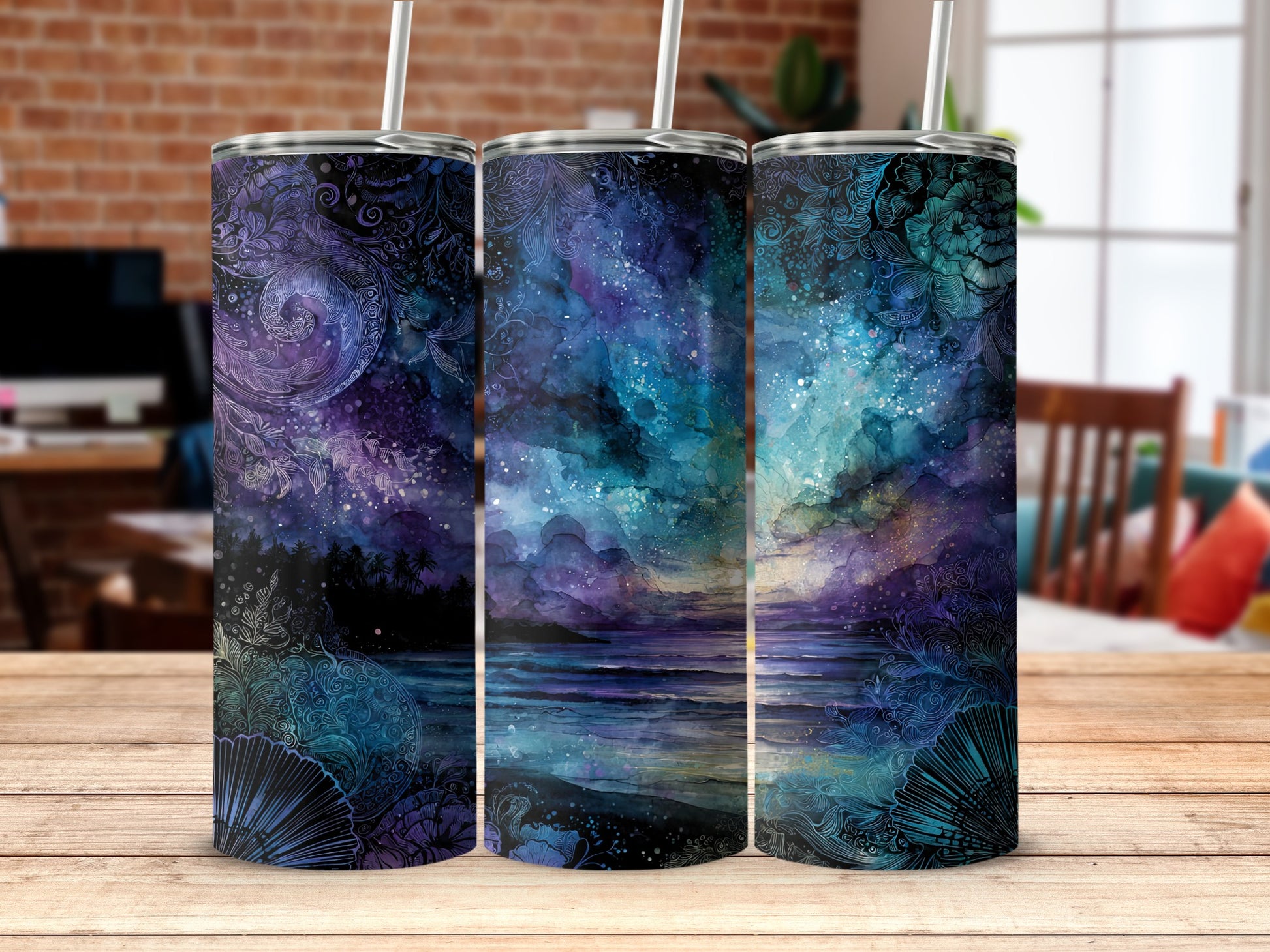 Celestial Ocean Sky Themed Tumbler Drinkware