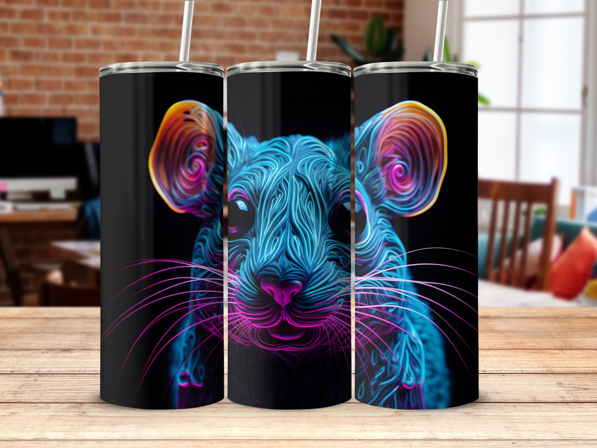 Neon Rat Glowing Abstract Face Unique Colorful Tumbler product type
Tumbler, Rat, Neon, Glowing, Abstract, Animal, Pet, Rodent, Blue, Pink, Magenta, Orange, Drinkware, Gift, Unique, Bright, Colorful, Modern, Cyberpunk, Line Art