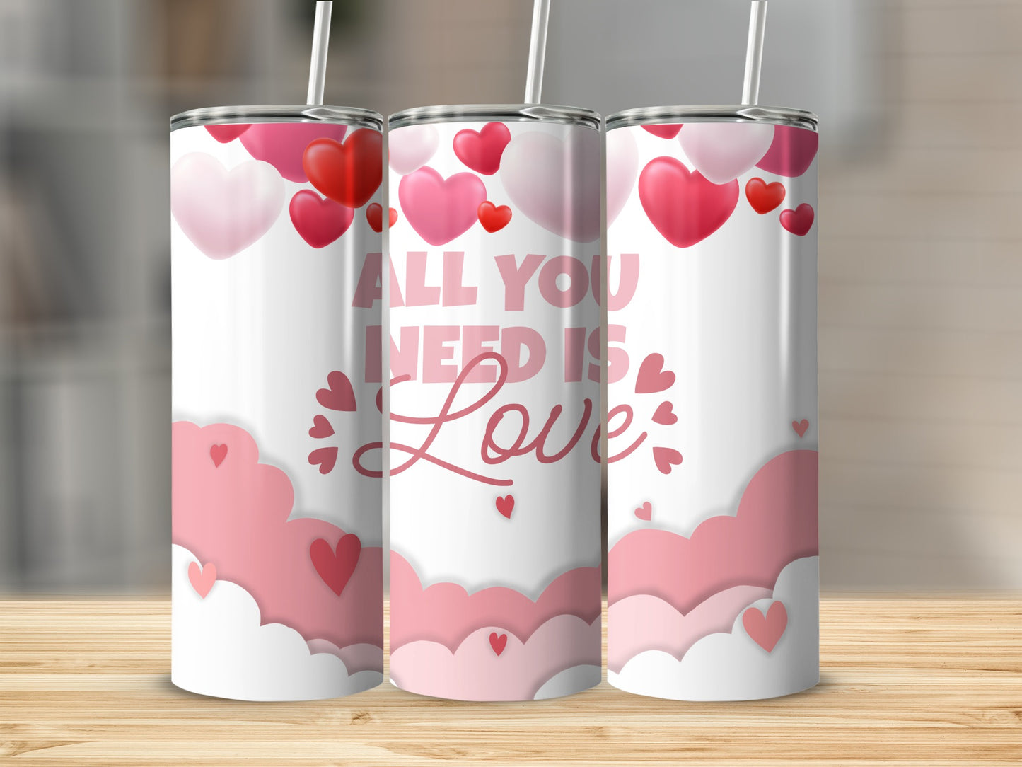 All You Need Is Love With Hearts Tumbler Product