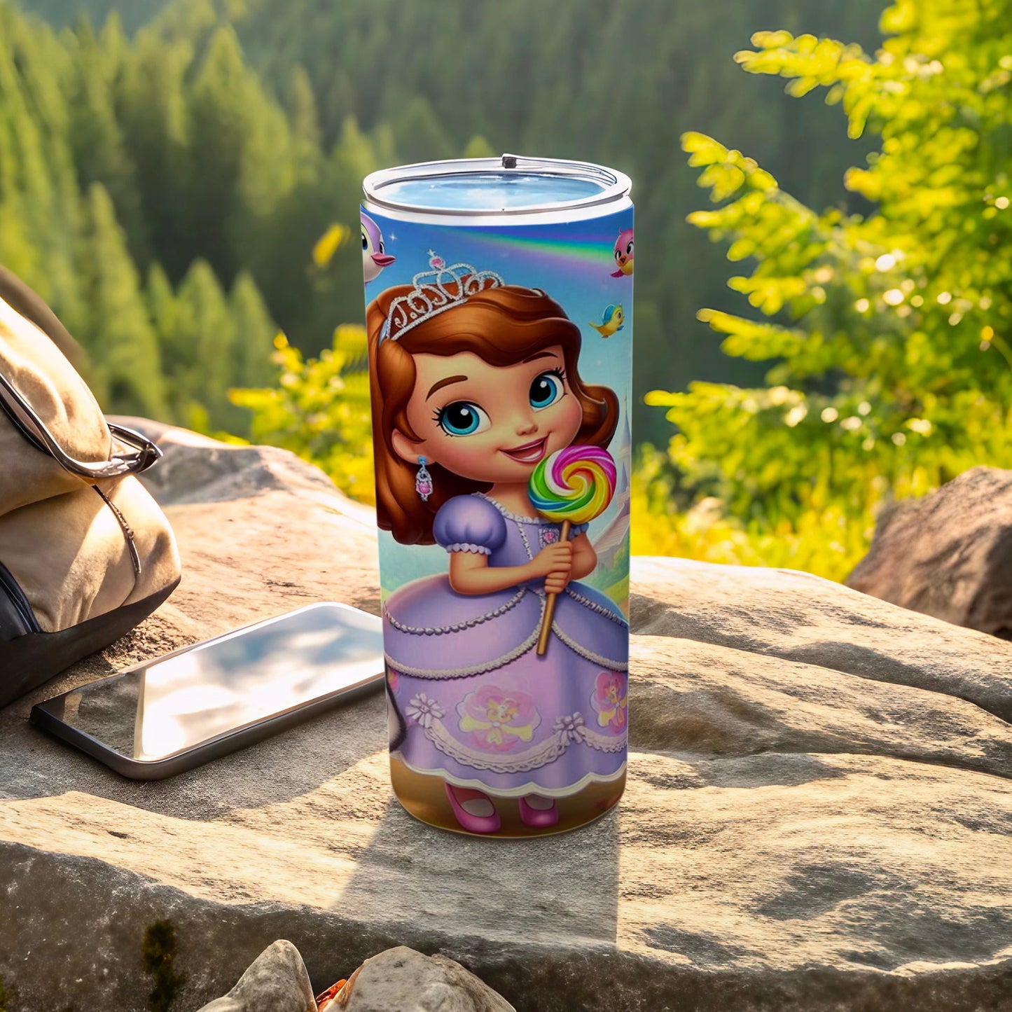 Adorable Princess Holding Lollipop Design Tumbler
