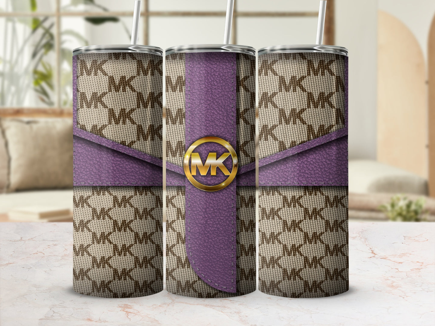 Stylish Insulated Tumbler with Monogram Pattern Design