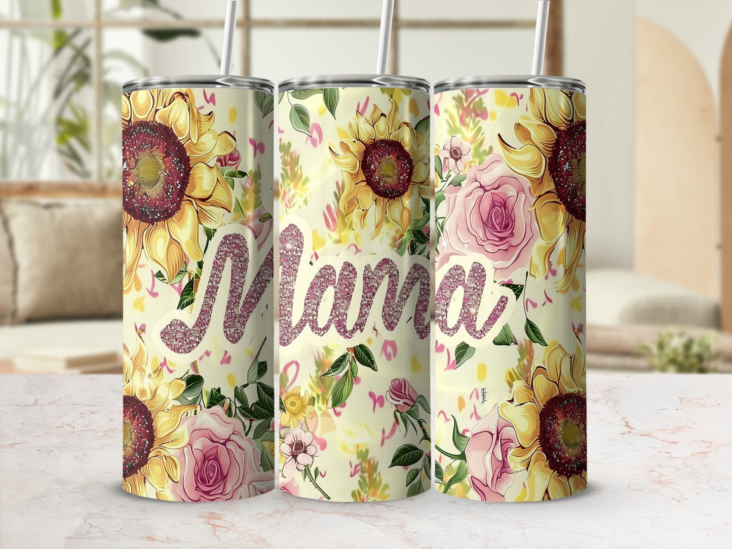 Floral Mama Design Stainless Steel Tumbler