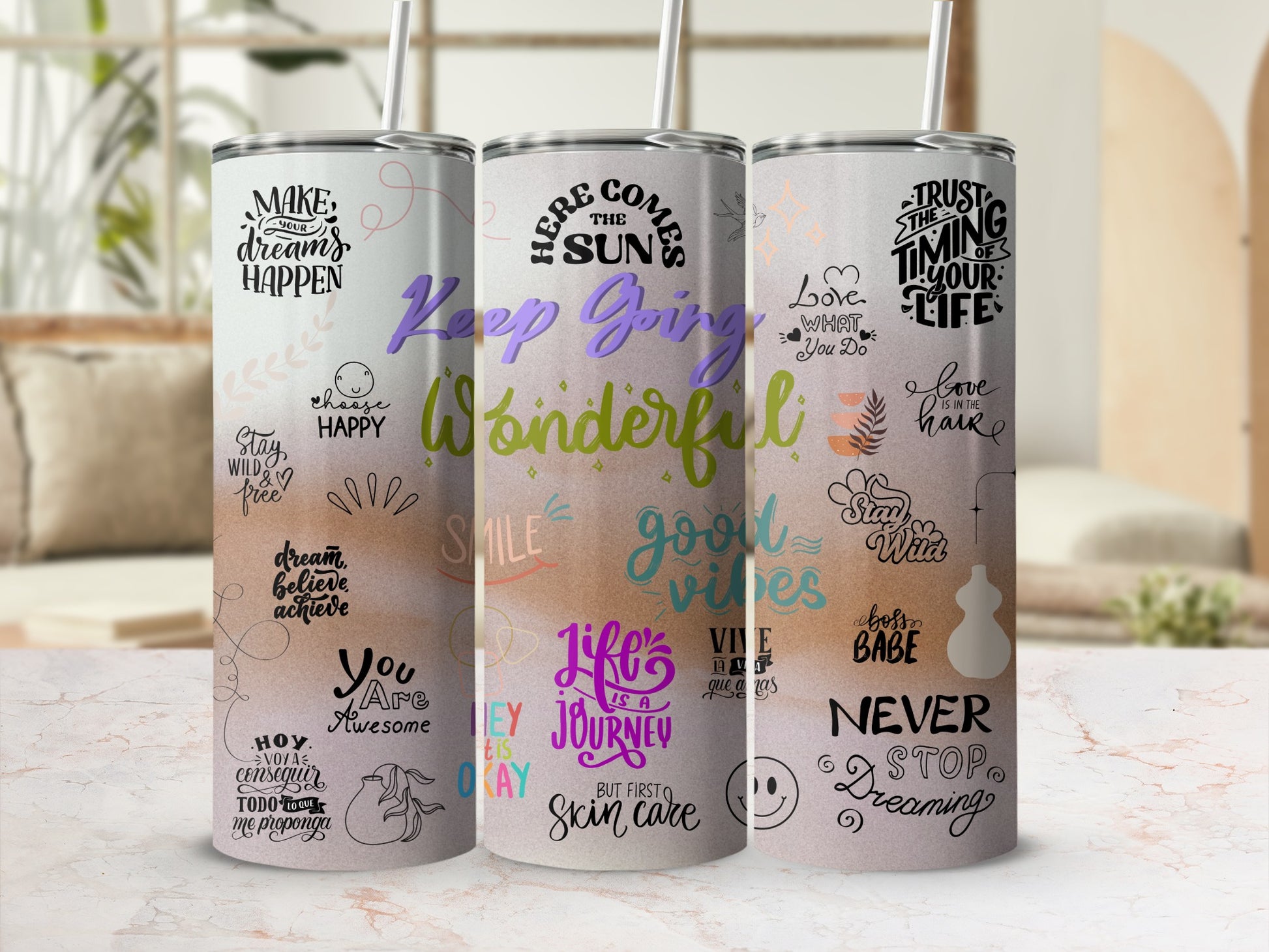 Inspirational Motivational Quotes Stainless Tumbler