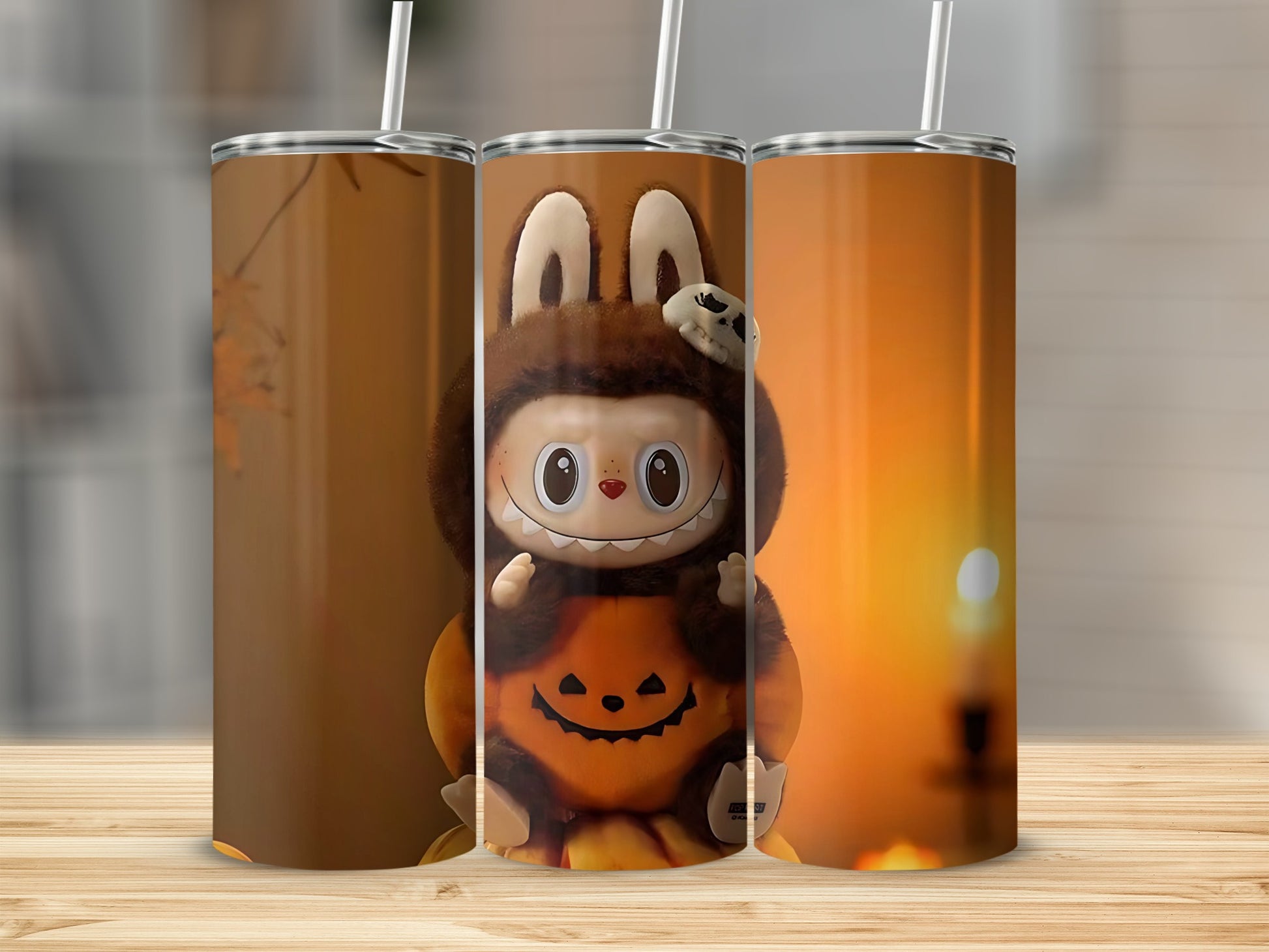 Cute Halloween Bunny and Pumpkin-Themed Tumbler