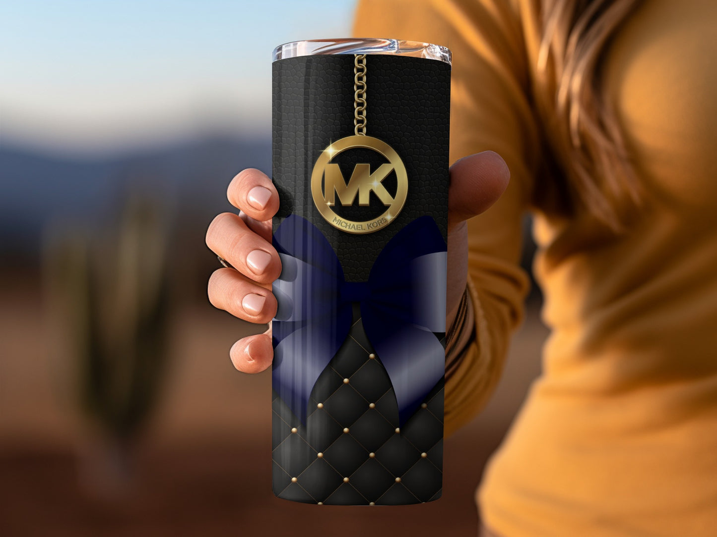 Elegant Black and Gold MK Monogram Insulated Tumbler