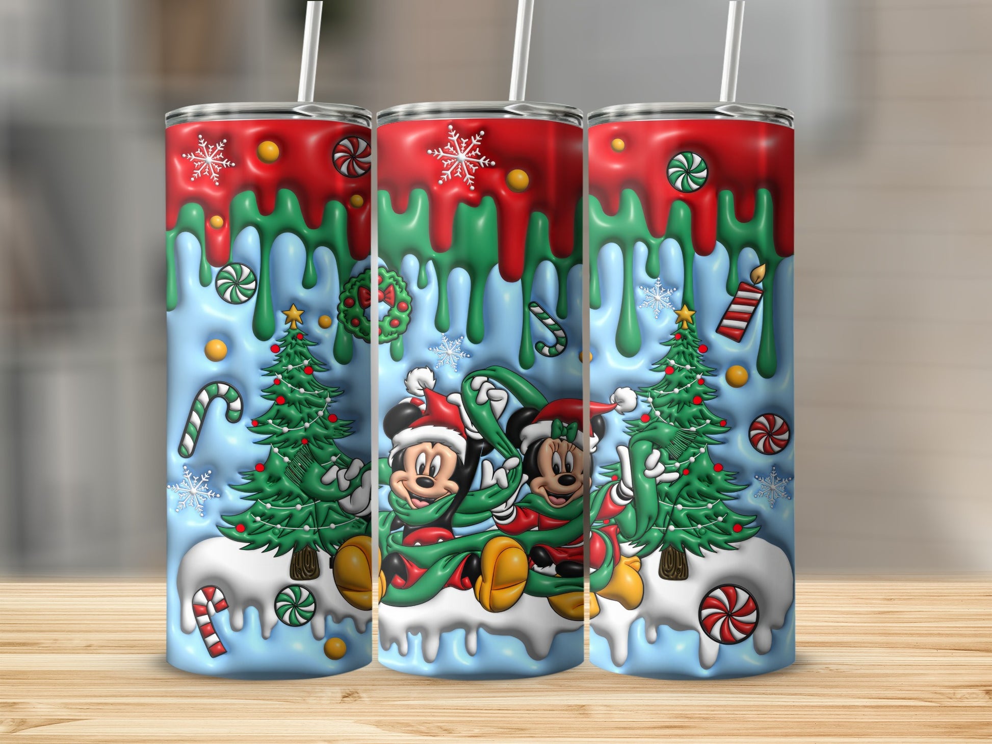 Christmas Themed Mickey Mouse Tumbler Holiday Cup