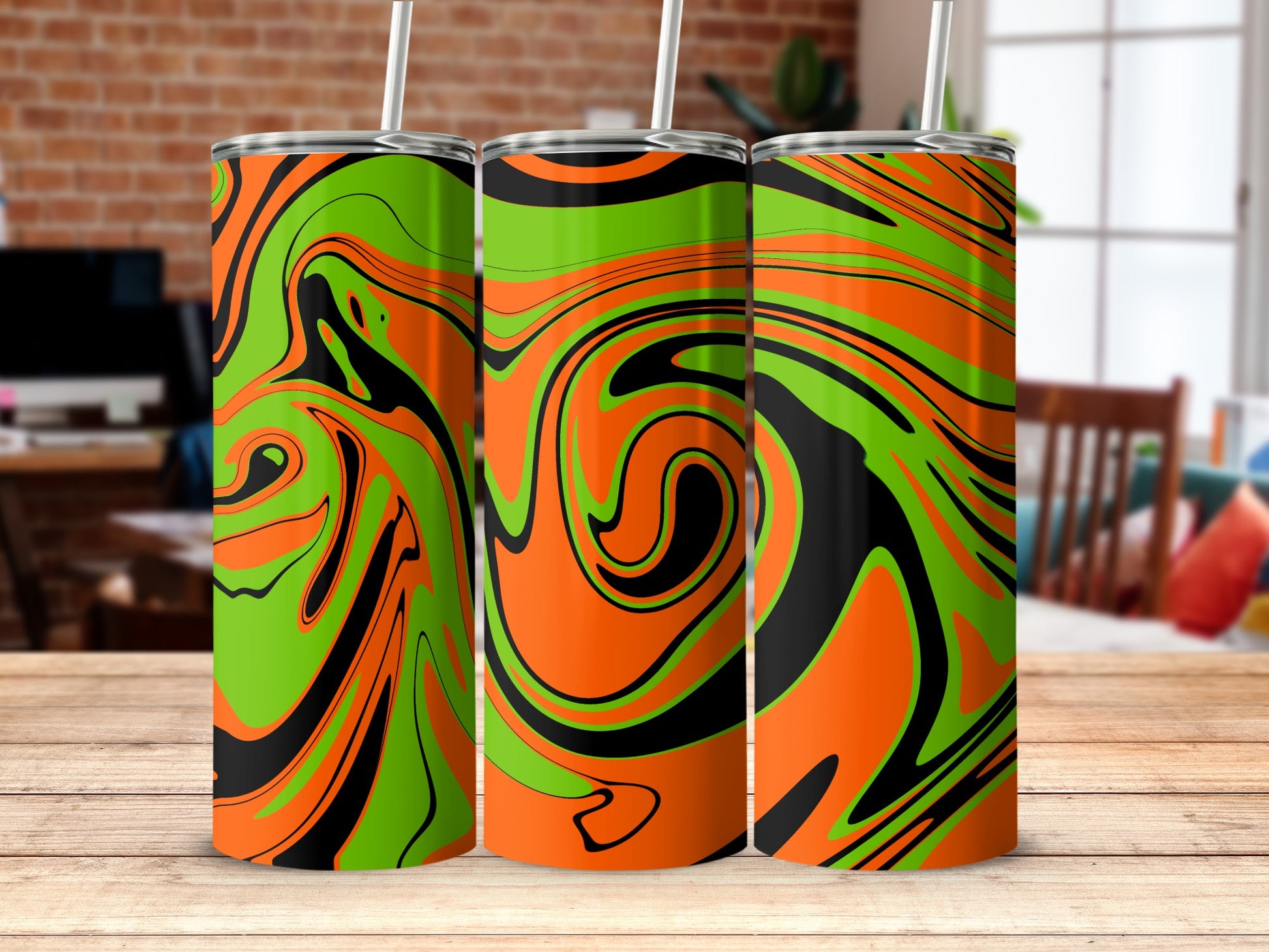 Vibrant Swirl Pattern Tumbler For Stylish Sipping
