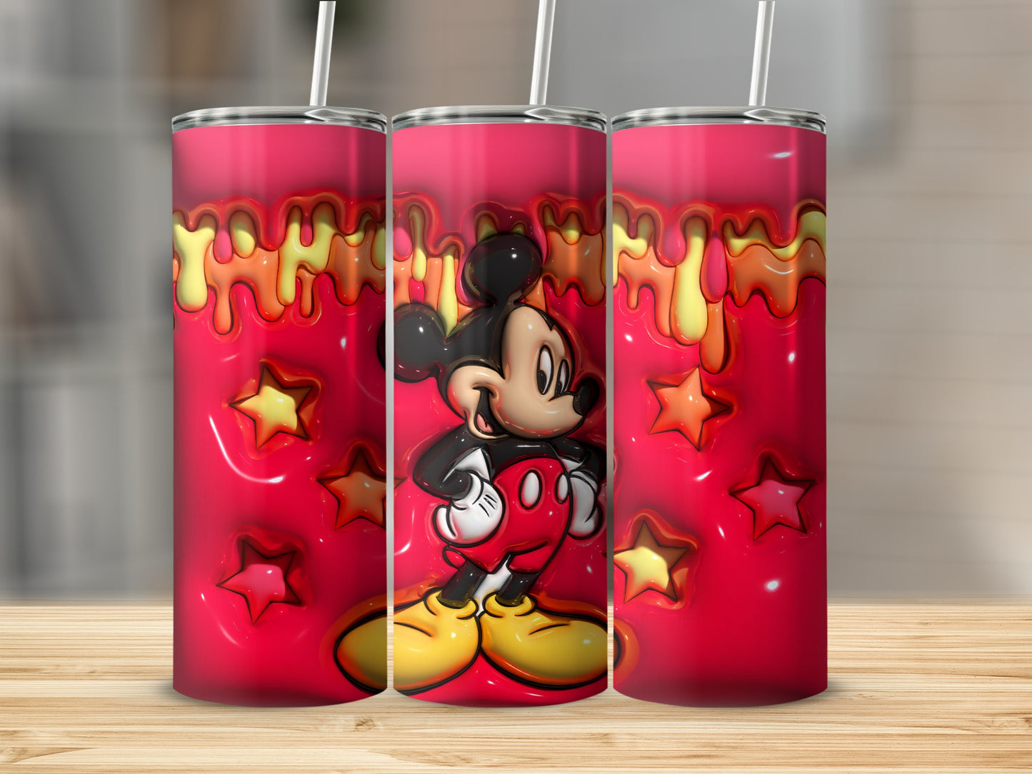 Vibrant Cartoon Character Tumbler in Red with Stars Design