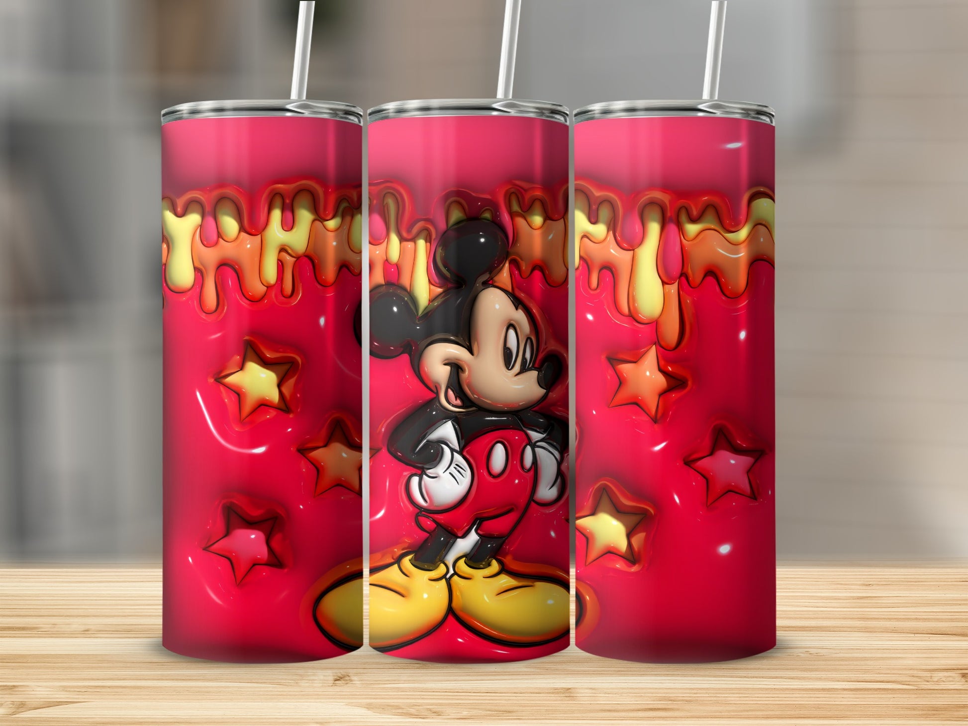 Vibrant Cartoon Character Tumbler in Red with Stars Design