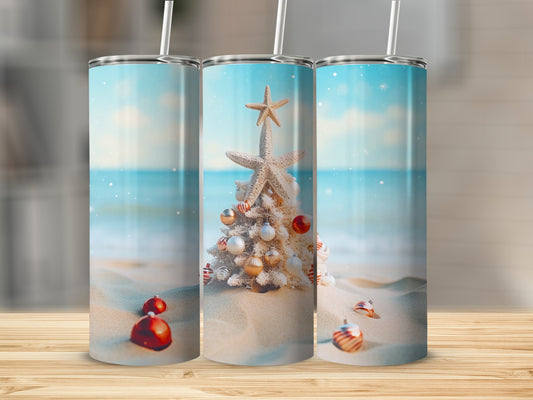 Tropical Christmas Beach Scene Tumbler product