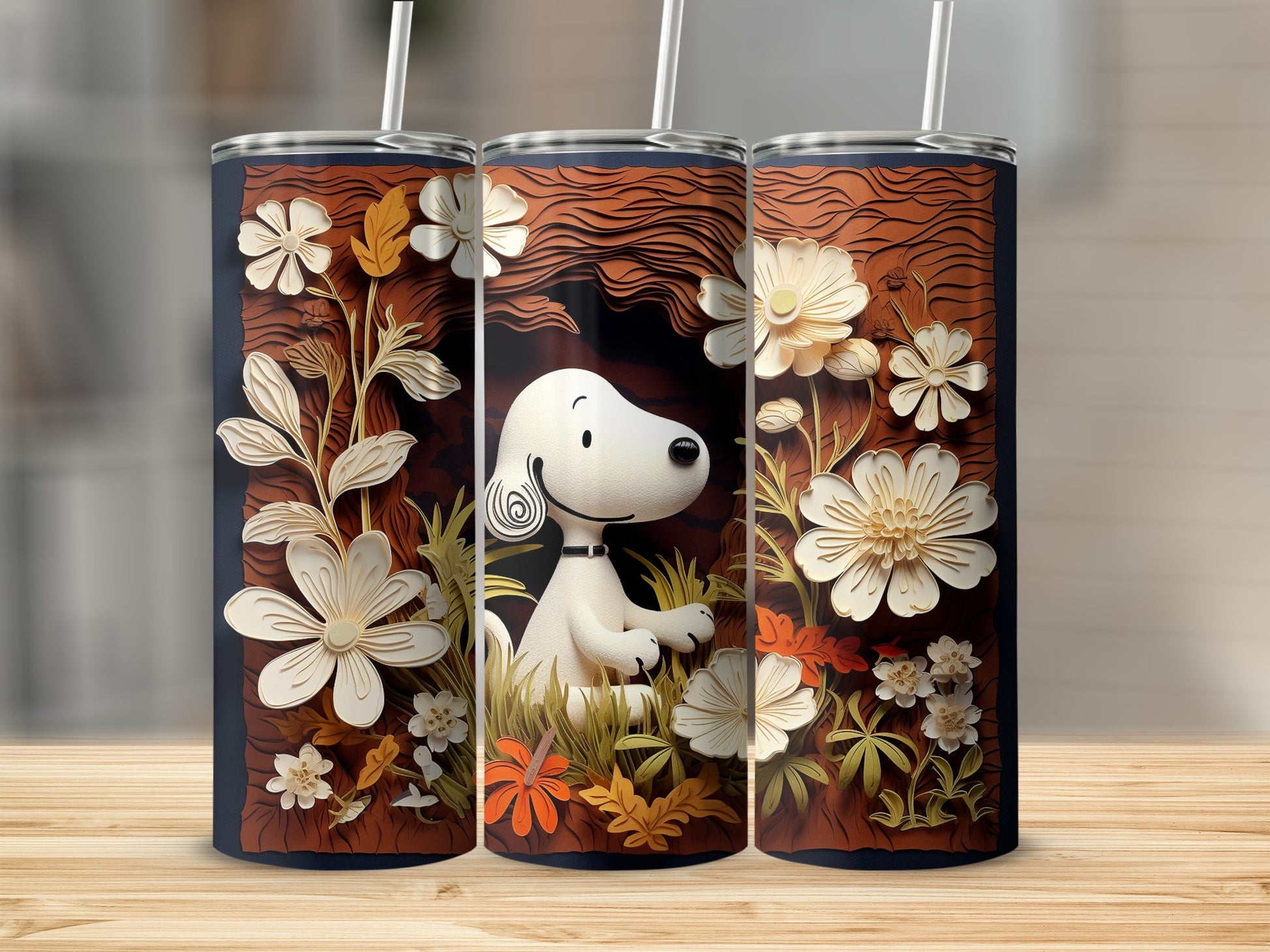Adorable Dog Surrounded by Flowers Tumbler Product