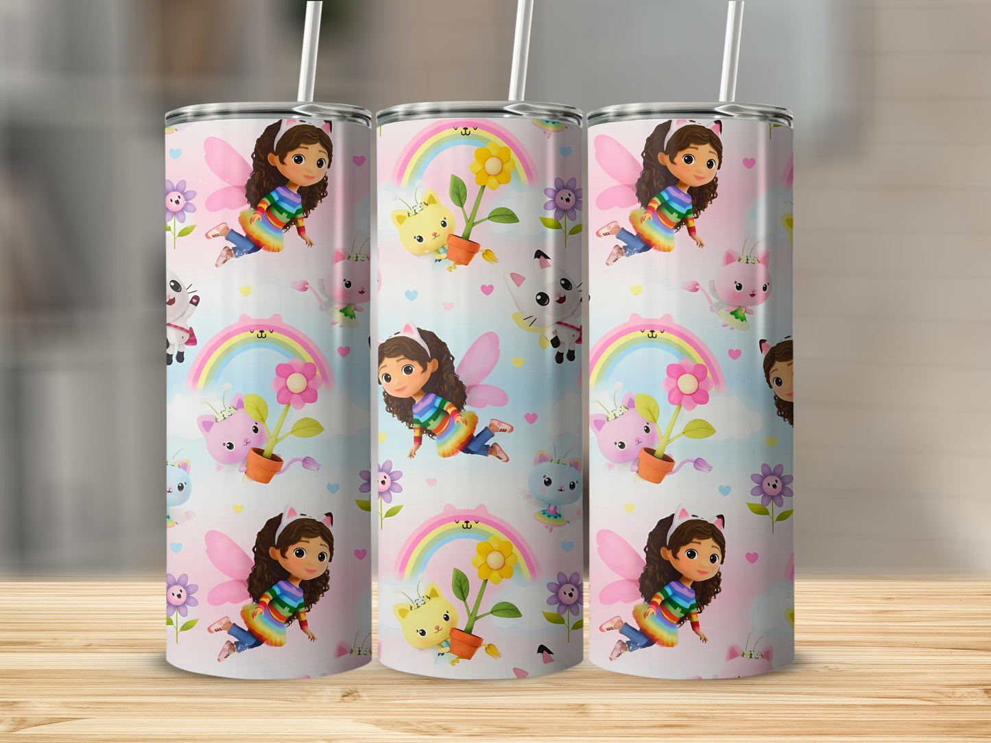 Rainbow Fairy and Cute Animals Pattern Tumbler